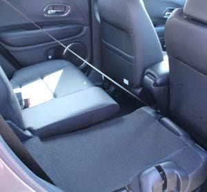 Honda HR-V, rear interior passenger seat view, 60 40 split seat
